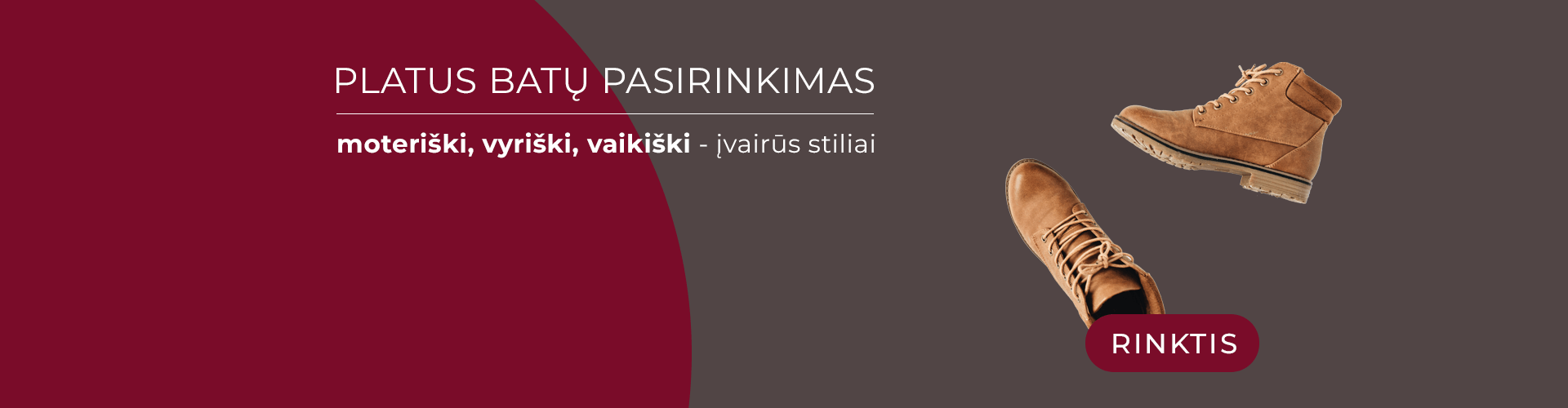 Įvairių batų moterims, vyrams bei vaikams parduotuvė internete